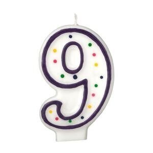 Candle number with dots 9, 7.5 cm