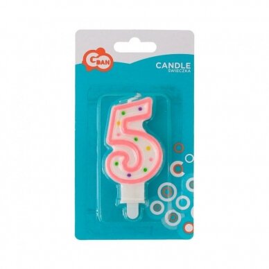 Candle number with dots 5, 7.5 cm