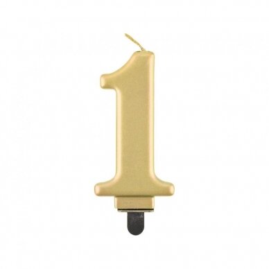 Birthday candle digit 1, metallic gold, 8.0 cm