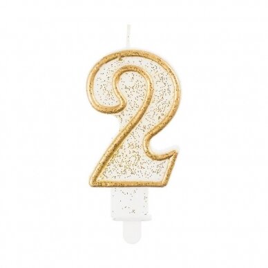 Digit candle "2", gold outline