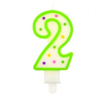 Green Polka Dot Cake Candle Number 2