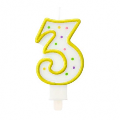 Yellow Polka Dot Cake Candle Number 3