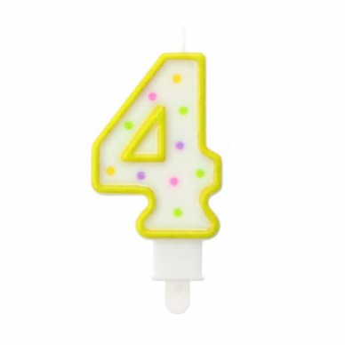 Yellow Polka Dot Cake Candle Number 4