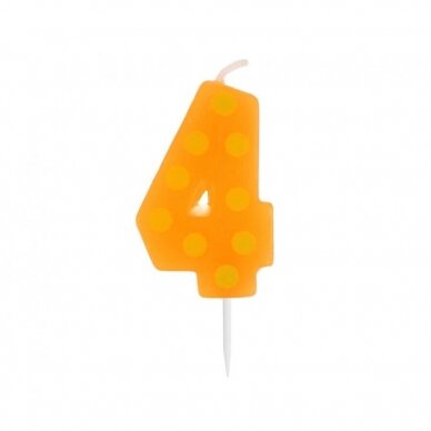 Pick candle "Dots" with digit "4", 6 cm