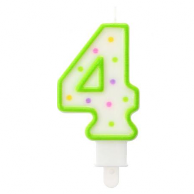 Green Polka Dot Cake Candle Number 4