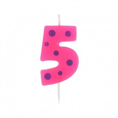 Pick candle "Dots" with digit "5", 6 cm