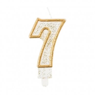 Digit candle "7", gold outline