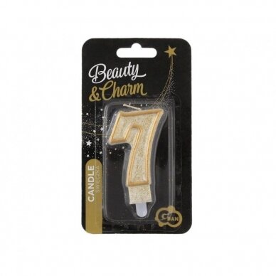 Digit candle "7", gold outline 1