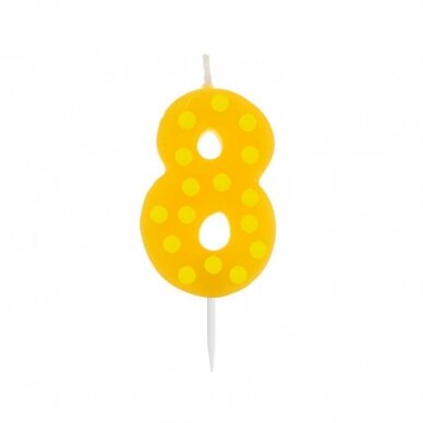 Pick candle "Dots" with digit "8", 6 cm