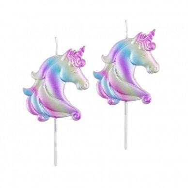 Pick candles Unicorns, iridescent, 2 pcs