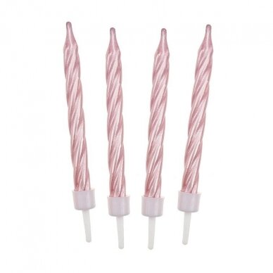 Birthday candles "Spiral shape", 12/12, pink