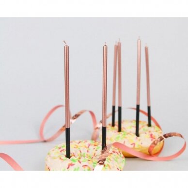 Birthday candles Platinum, rose gold, size 14.5 cm, 6 pcs.