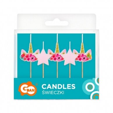 Pick candles Pink Unicorn, 5 pcs 1