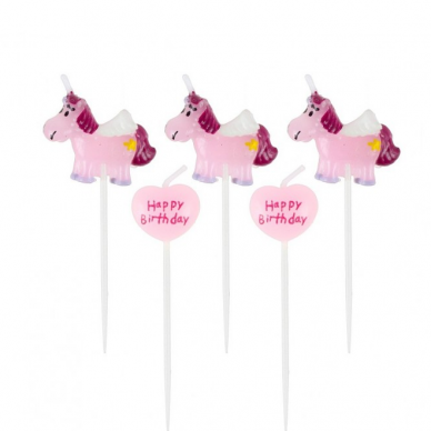 Pick candles Unicorn, 5 pcs